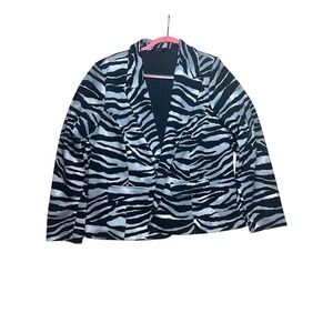 Investments II Zebra Print Blazer Silver Black Animal Print Plus Size 18W
